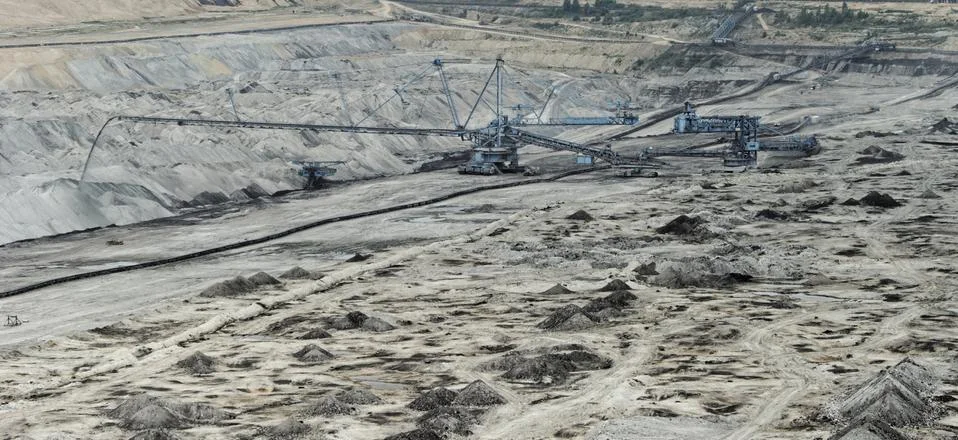 Coal mining in an open pit Stock Photos