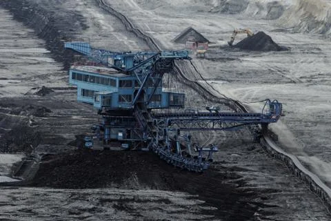 Coal mining in an open pit Stock Photos