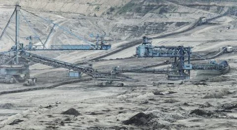 Coal mining in an open pit Stock Photos