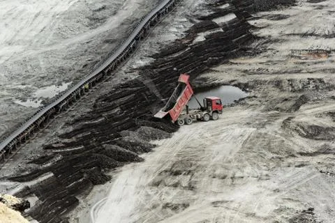Coal mining in an open pit Stock Photos