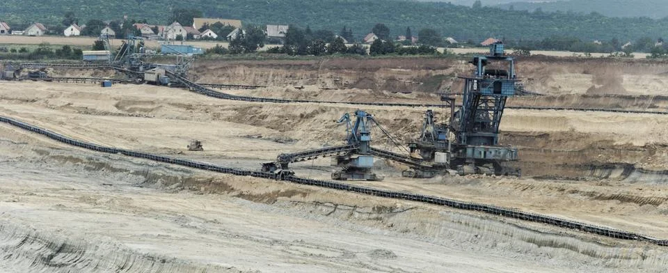 Coal mining in an open pit Stock Photos