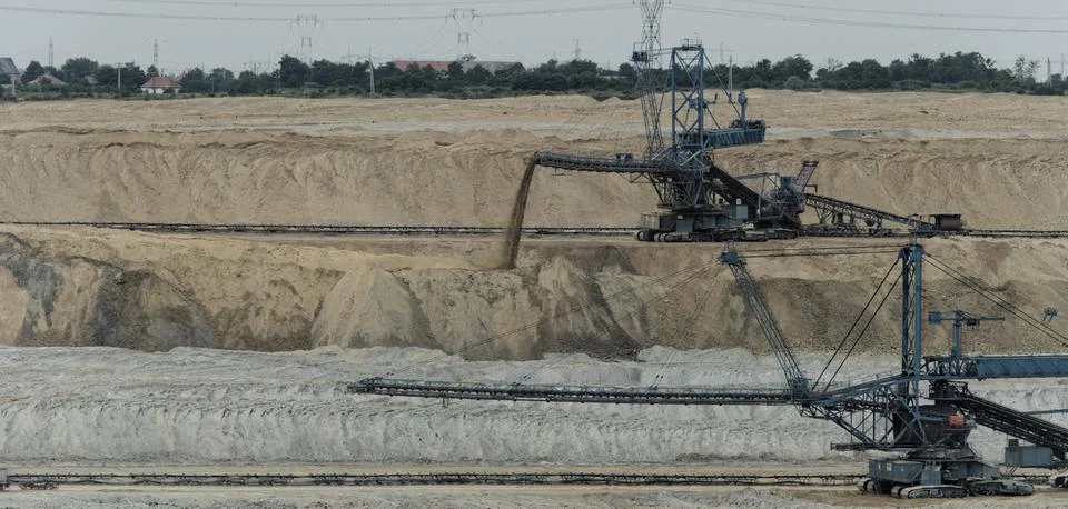 Coal mining in an open pit Stock Photos