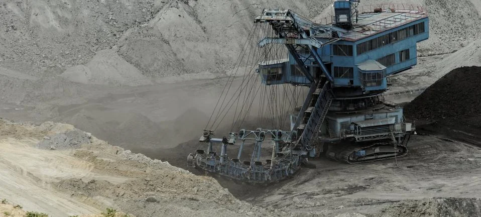 Coal mining in an open pit Stock Photos