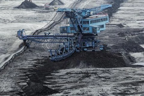 Coal mining in an open pit Stock Photos