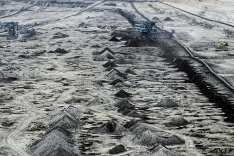 Coal mining in an open pit Stock Photos