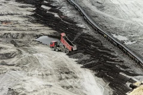 Coal mining in an open pit Stock Photos
