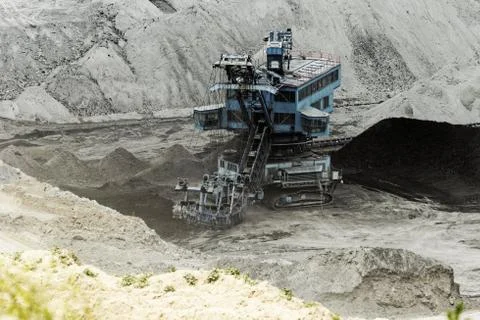 Coal mining in an open pit Stock Photos