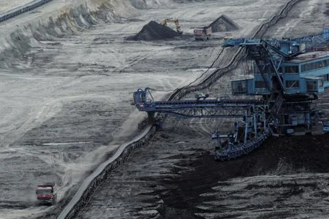 Coal mining in an open pit Stock Photos