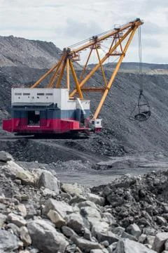 Coal mining in open pit Stock Photos