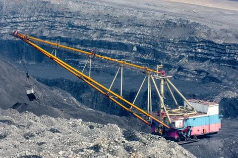 Coal mining in open pit Stock Photos