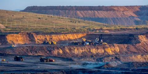 Coal mining in open pit Stock Photos