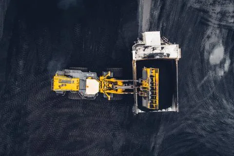 Coal mining at an open pit Stock Photos