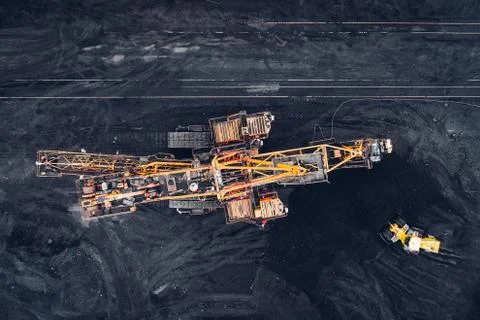 Coal mining at an open pit Stock Photos