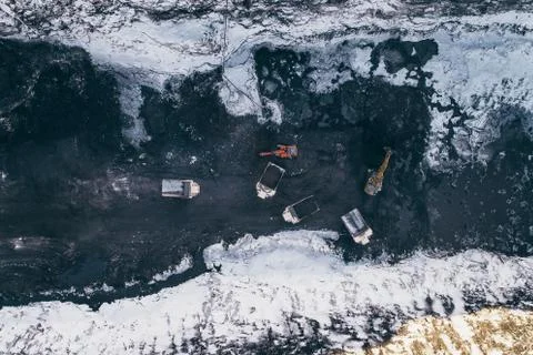 Coal mining open pit Stock Photos