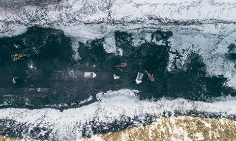 Coal mining open pit Stock Photos