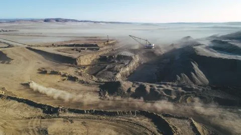 Coal mining in open pit Stock Photos