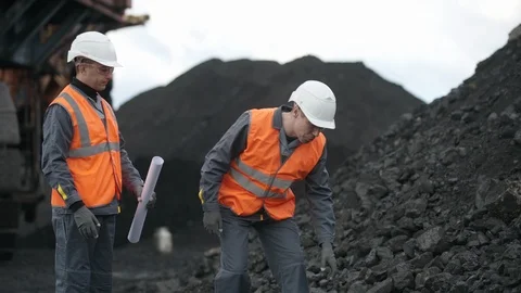 Coal mining open pit worker man Stock Footage 111359584
