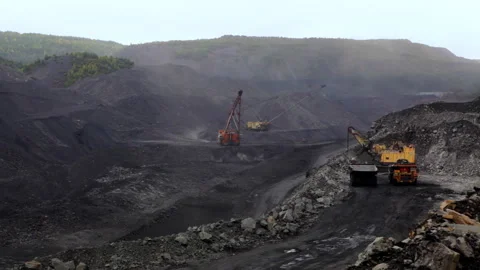 Coal mining in open pits uses various techniques to extract valuable resources 動画素材 282966516