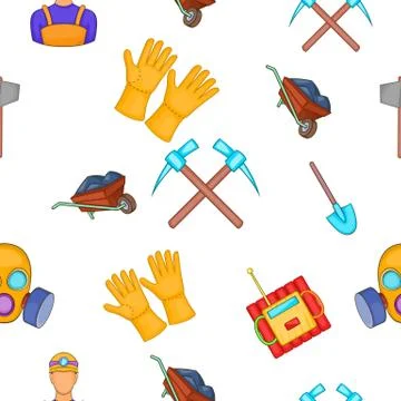 Coal mining pattern, cartoon style Stock Illustration