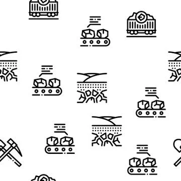 Coal Mining Seamless Pattern Vector Stock Illustration