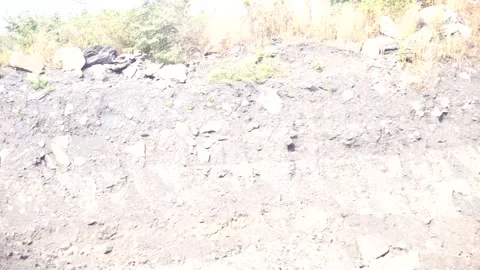 Coal mining site with dust pollution, methane gas releasing area Stock Footage 331134095