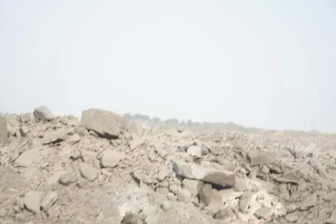 Coal mining site with dust pollution, methane gas releasing area Stock Photos