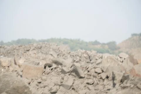 Coal mining site with dust pollution, methane gas releasing area Stock Photos