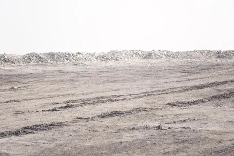 Coal mining site with dust pollution, methane gas releasing area Stock Photos