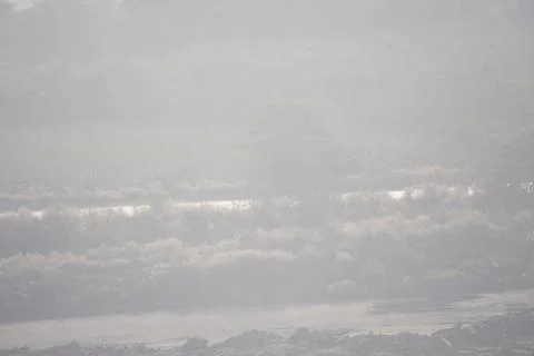 Coal mining site with dust pollution, methane gas releasing area Stock Photos
