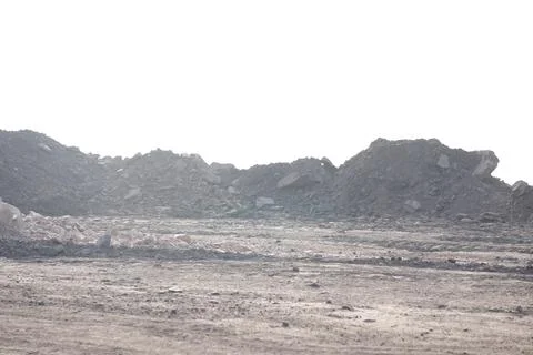 Coal mining site with dust pollution, methane gas releasing area Stock Photos