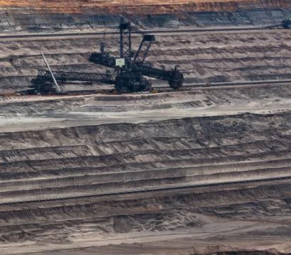 Coal mining in terraces Stock Photos