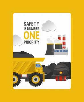 Coal mining, work in the coal mine vector illustration. Various methods of coal Illustrazione stock