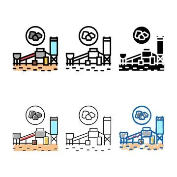 Coal modern processing plant color icon vector Stock Illustration