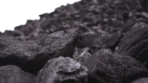 Coal mountain in a coal warehouse Stock Footage 106395252