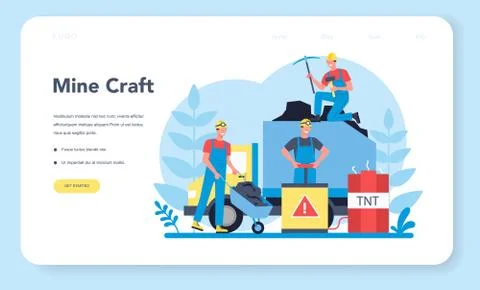 Coal or minerals mining web banner or landing page Illustrazione stock