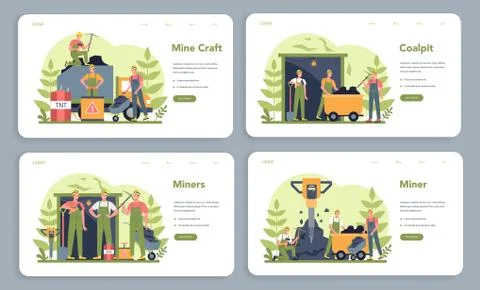 Coal or minerals mining web banner or landing page Illustrazione stock