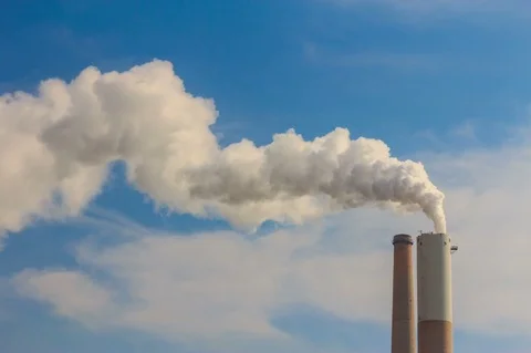 Coal power plant Smoke stack timelapse 5K Stock-Footage 74638014