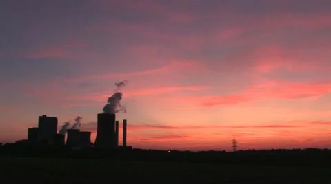 Coal Power Plant  - sunset Stock Footage 11607331