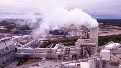 Coal Power Plant At Sunset Stock Footage 321197917