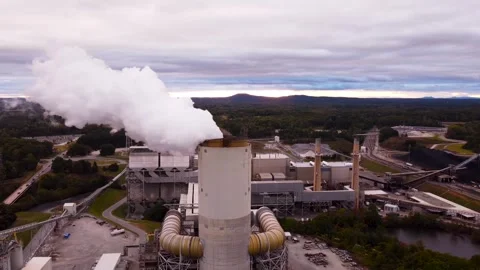 Coal Power Plant At Sunset Stock Footage 321197937