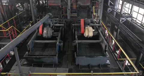 Coal Preparation Plant Screening. Coal Washing Equipment, Mineral Processing Stock Footage 313555022