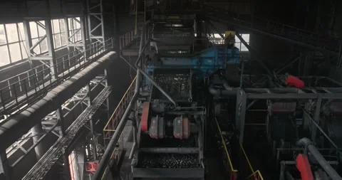 Coal Preparation Plant Screening. Coal Washing Equipment, Mineral Processing Stock Footage 313555071