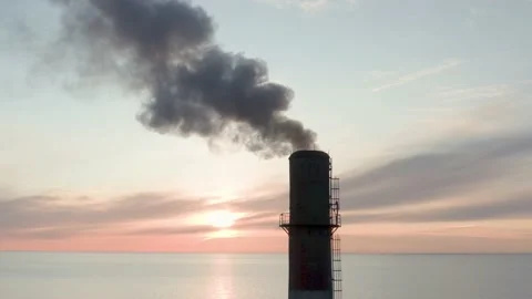 The coal processing factory pollutes the environment with the release Stock-Footage 174185648