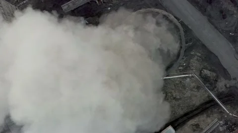The coal processing factory pollutes the environment with the release of toxic Stock Footage 174191821