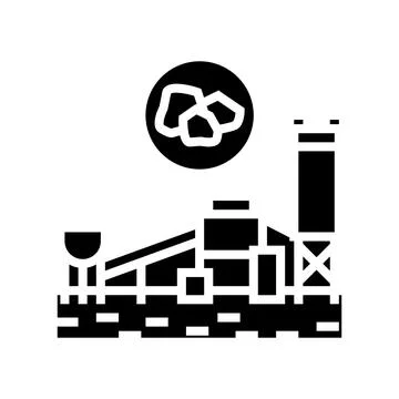 Coal processing plant glyph icon vector illustration Stock Illustration
