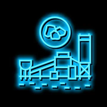Coal processing plant neon glow icon illustration Stock Illustration
