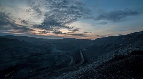 Coal Quarry before dawn. Timelapse Stock-Footage 47328662