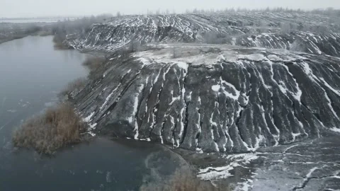 Coal quarry section mining aerial view Stock Footage 223600382