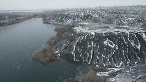 Coal quarry section mining aerial view Stock Footage 223600537
