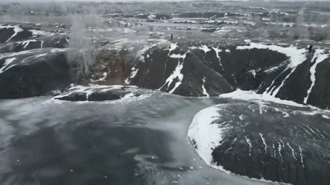 Coal quarry section mining aerial view Stock Footage 223601069